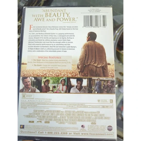 12 Years A slave Brad Pitt Chiwetel Ejiofor Steve McQueen movie DVD brand NEW - Picture 2 of 2